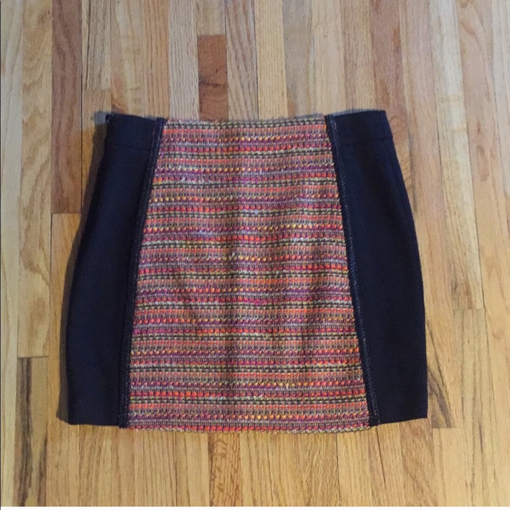 Rachel Roy Black Orange Tweed Skirt Mini